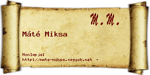 Máté Miksa névjegykártya